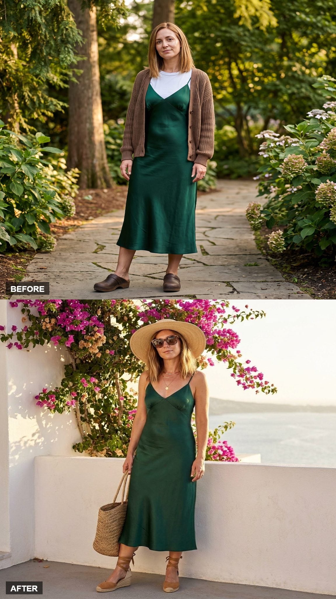 Beach Club Ease with Espadrilles and a Straw Bag