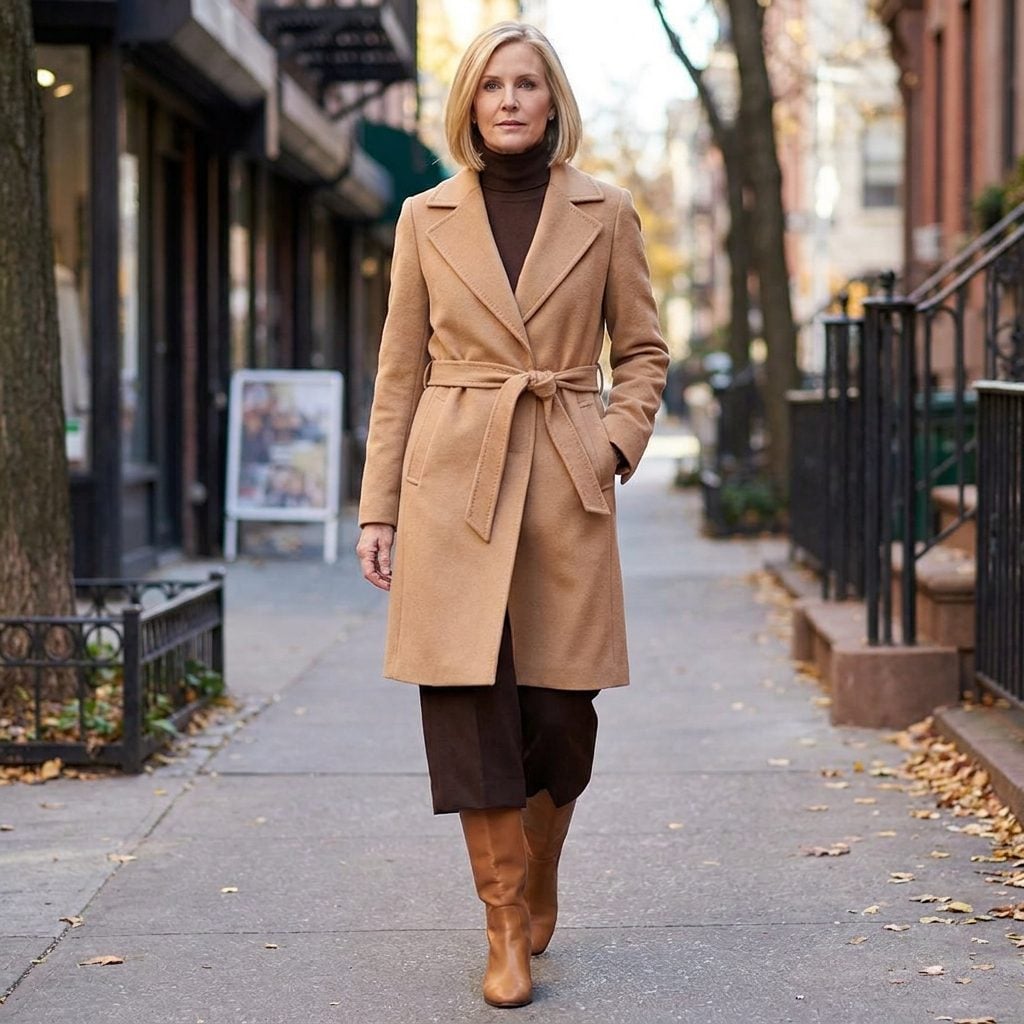 The Belted Camel Car Coat That Stopped at the Knee