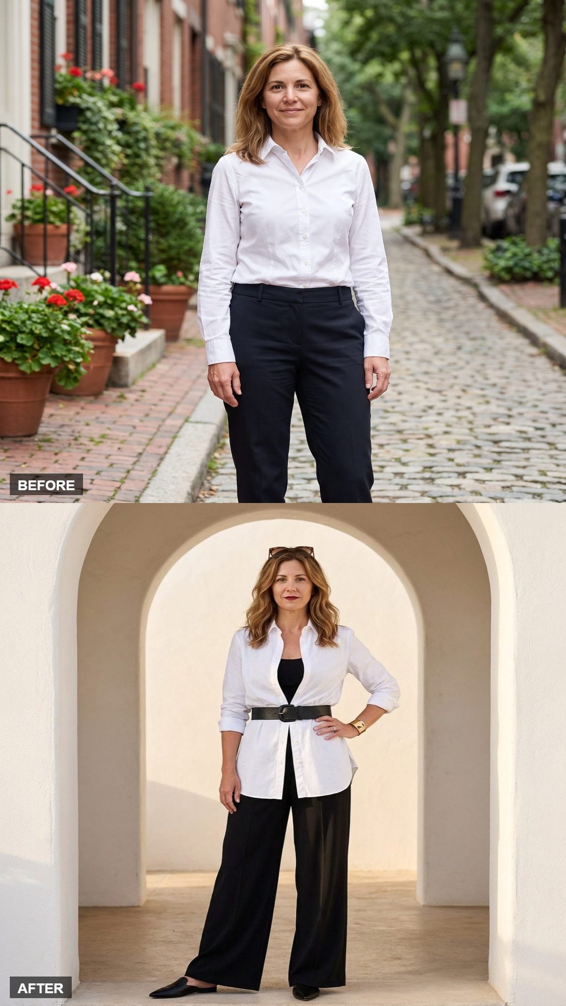 Belted Over Wide Palazzo Pants for Fluid Drama
