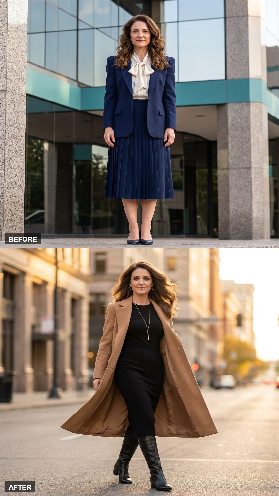 The Black Knit Dress Under an Open Coat