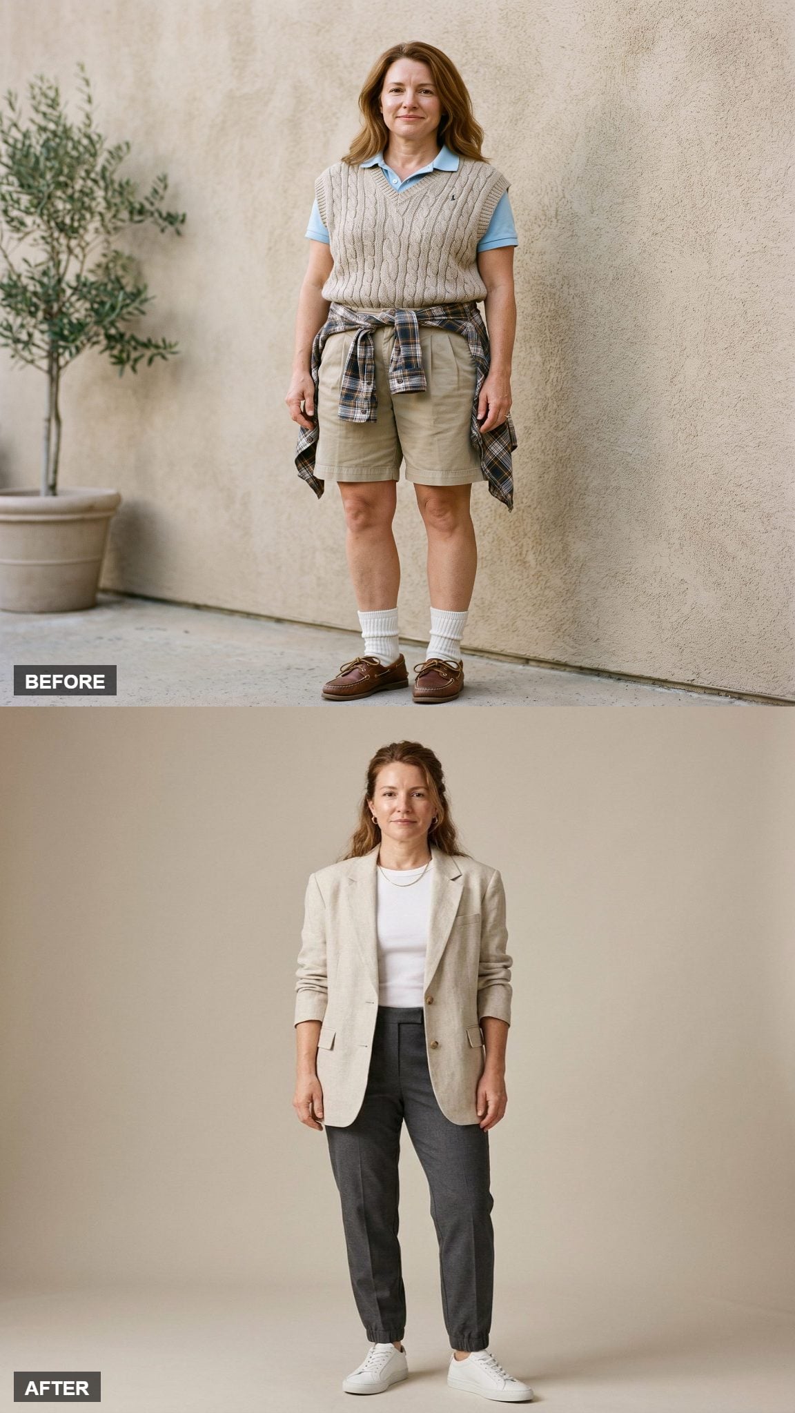 The Blazer Meets the Jogger: Oversized Blazer, Tailored Jogger, White Tee, and Clean Sneaker