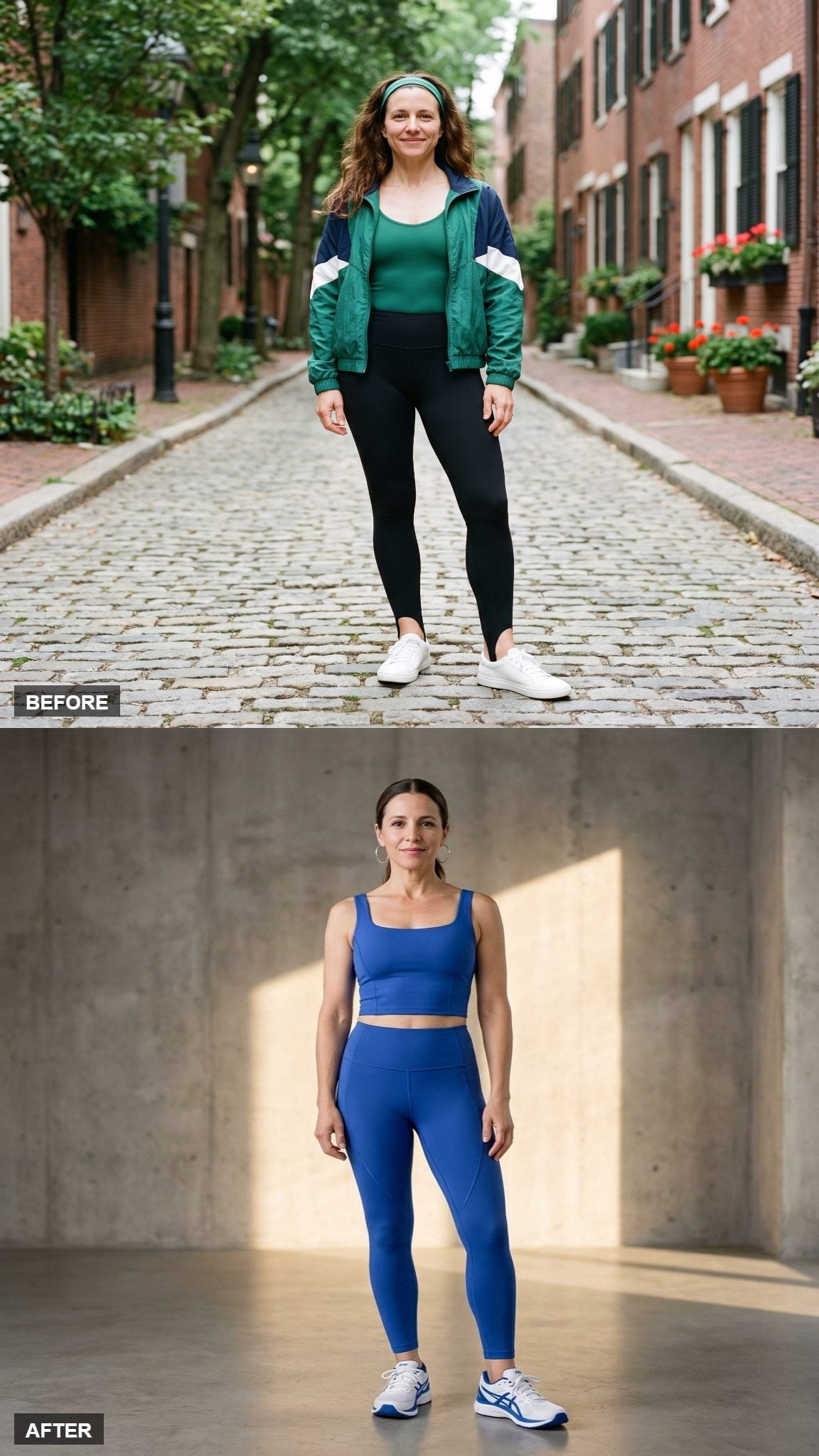 Bold Cobalt Crop and Legging Set With Sculpted Seams