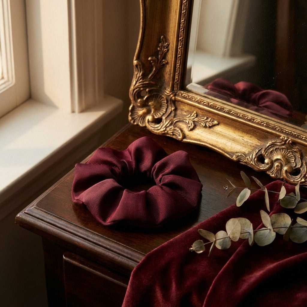 The Burgundy Grosgrain Ribbon Scrunchie That Made You Feel Slightly More Sophisticated