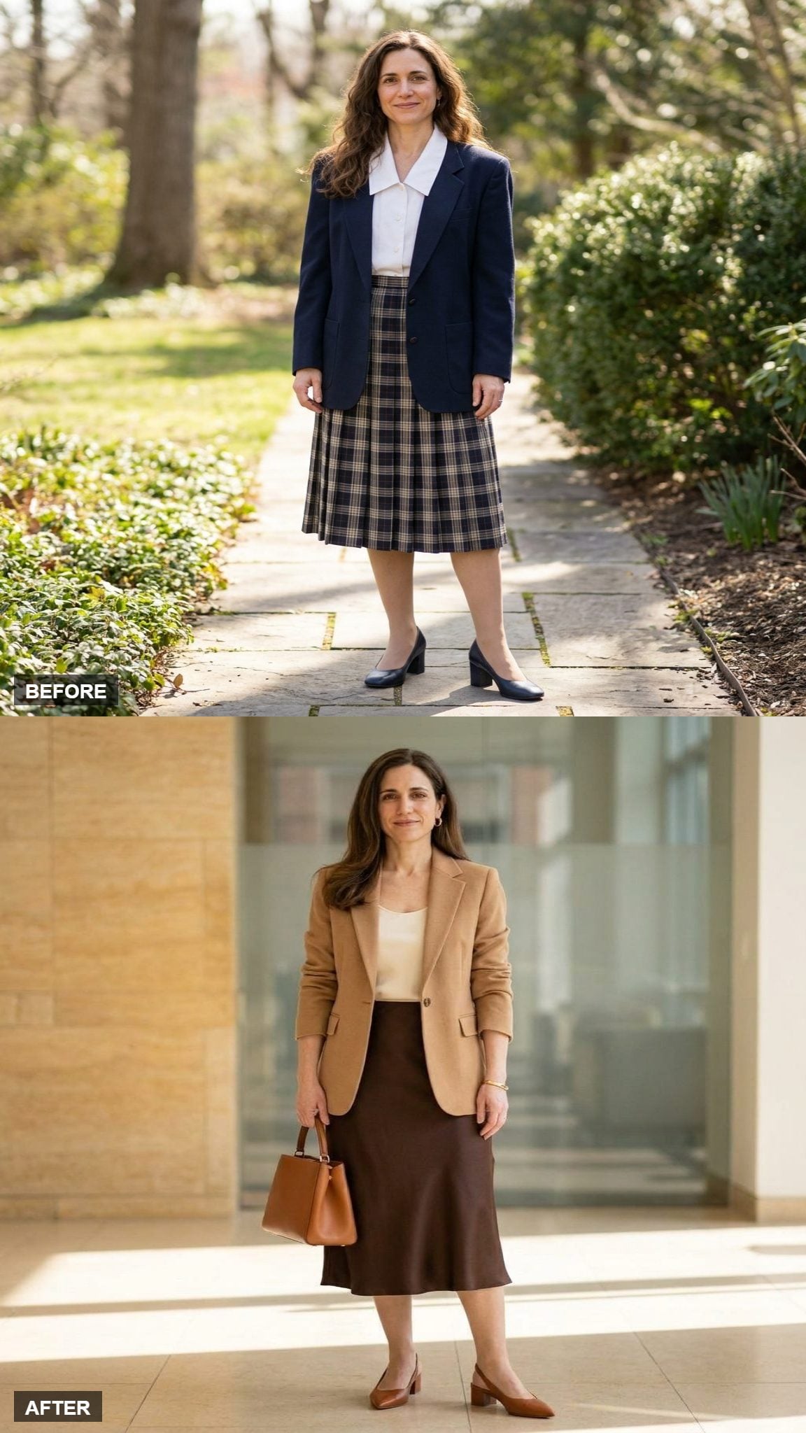 Camel Blazer and Chocolate Midi Skirt for the Board Meeting You Actually Want to Attend