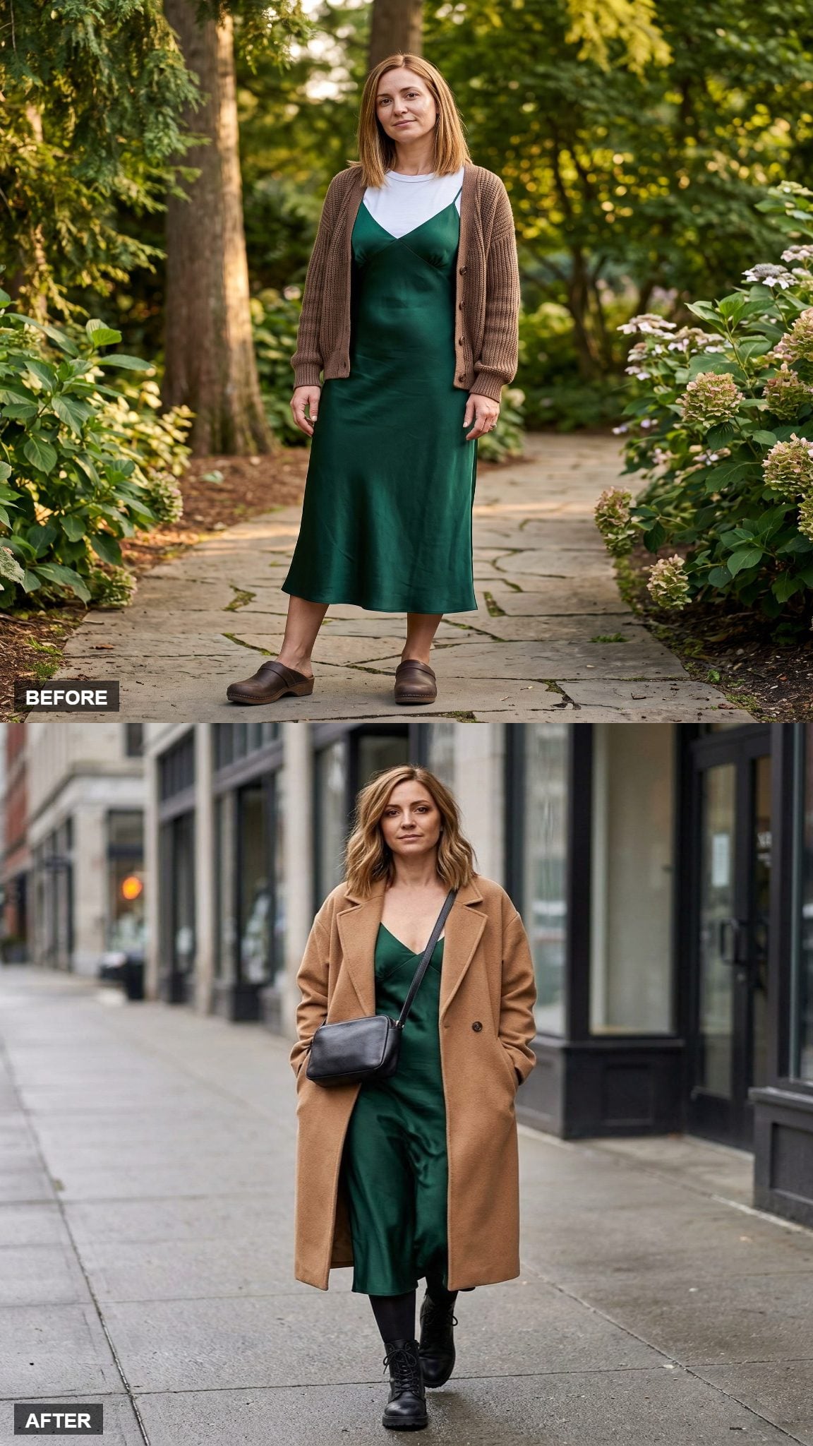Camel Coat and Combat Boots for the City Version