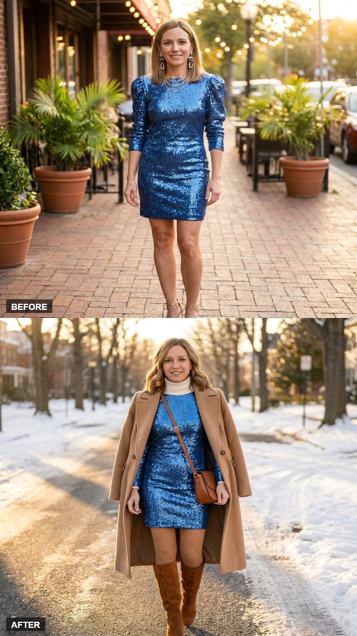 Camel Coat and Ivory for a Warm Winter Contrast