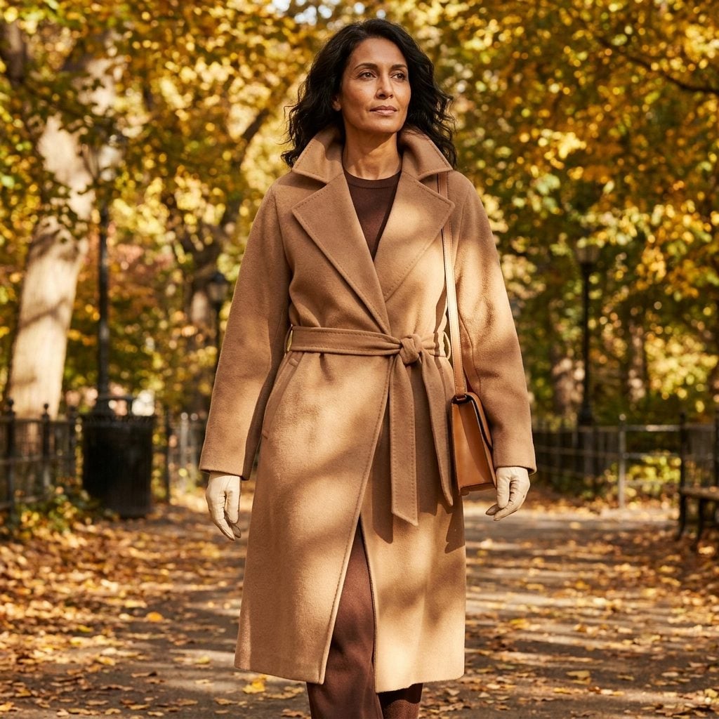 The Camel Wrap Coat That Belted Instead of Buttoned