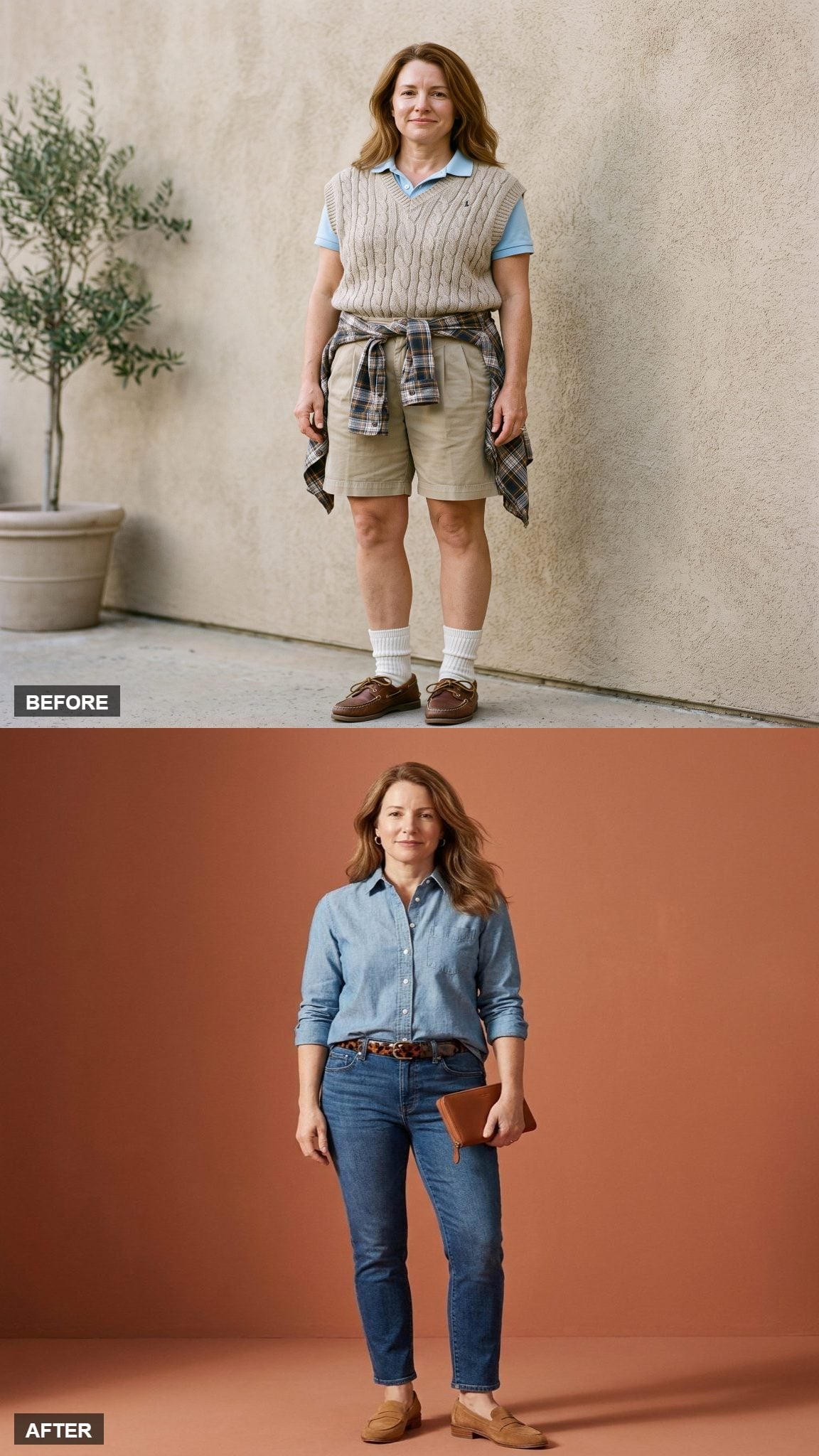 The Canadian Tuxedo, Unlocked: Light Wash Chambray Shirt, Indigo Slim Jeans, and Tan Suede Loafers