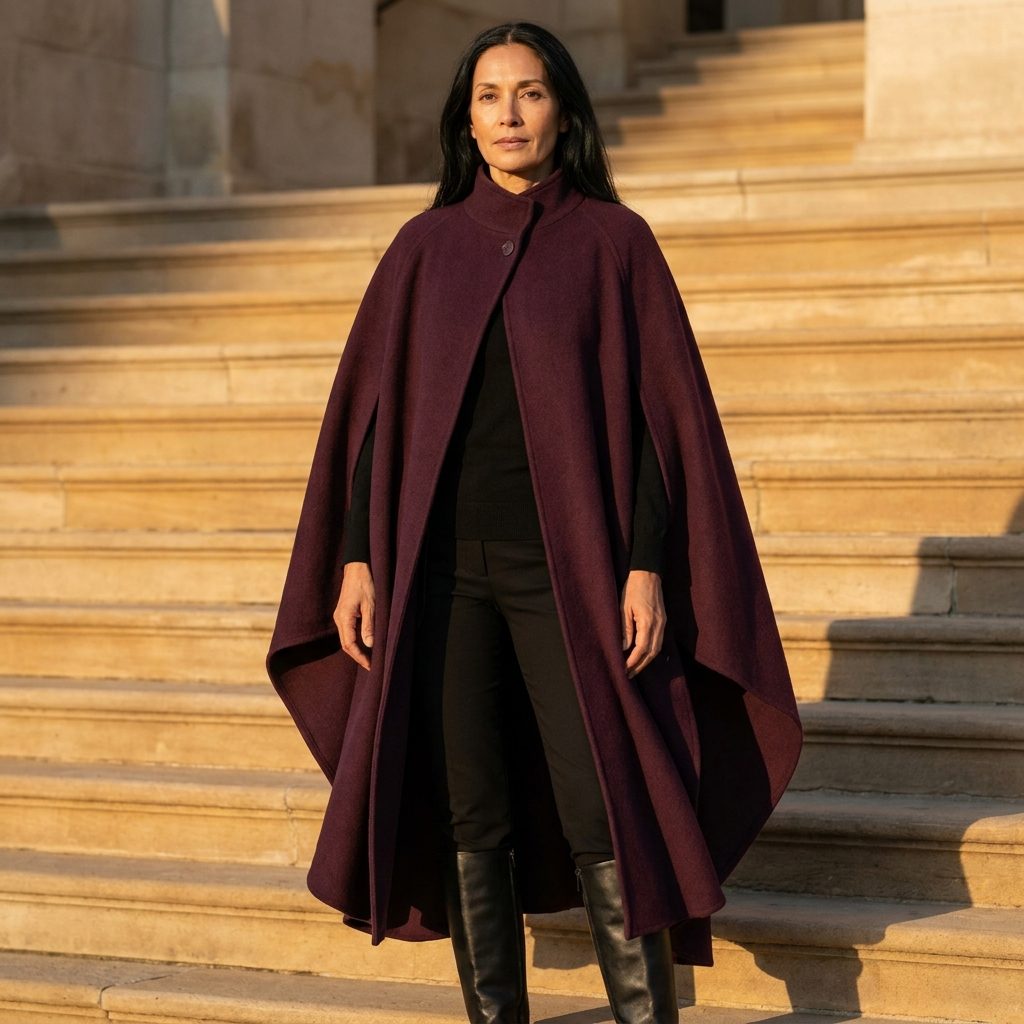 The Cape-Sleeve Wool Poncho Coat That Swept the Whole Room