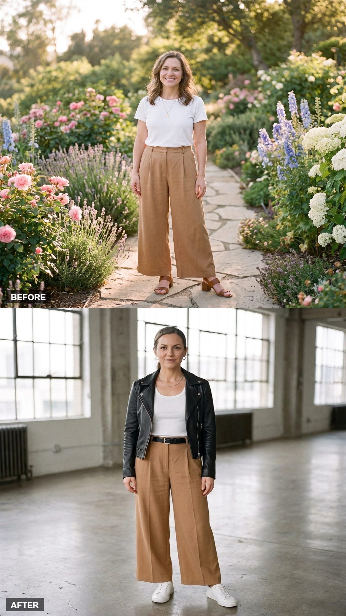 Casual Friday in a White Ribbed Tank and Leather Jacket