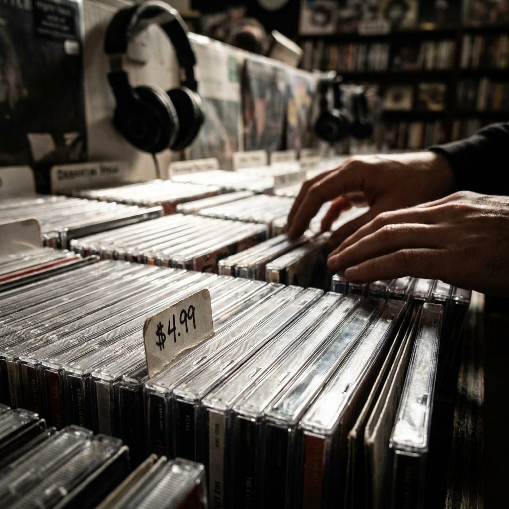 A CD at Sam Goody: Around $15 to $18