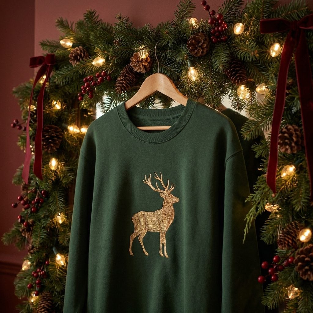 The Christmas Sweatshirt With Embroidered Reindeer That Came Out November 1st Every Year Without Discussion