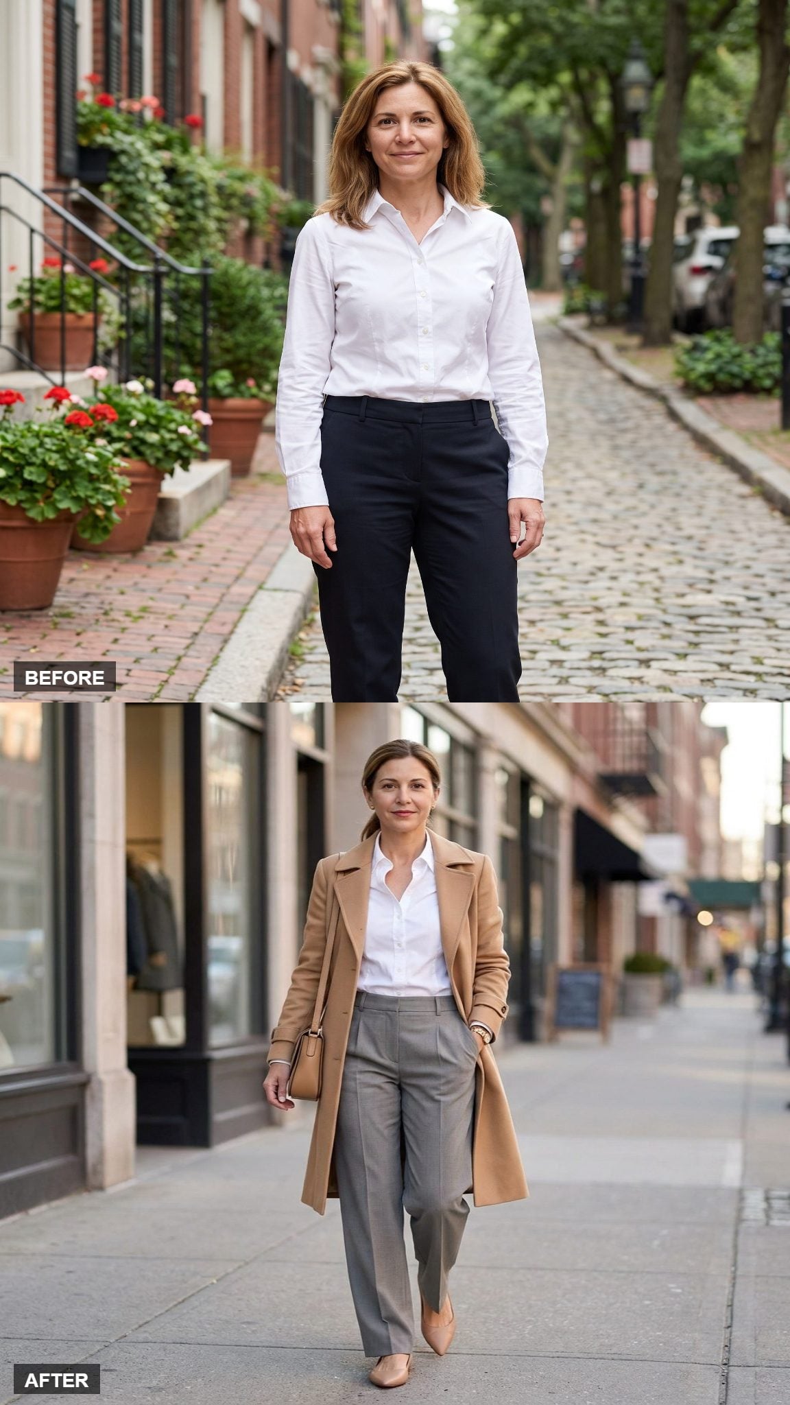City Polish With Wide Trousers and a Trench