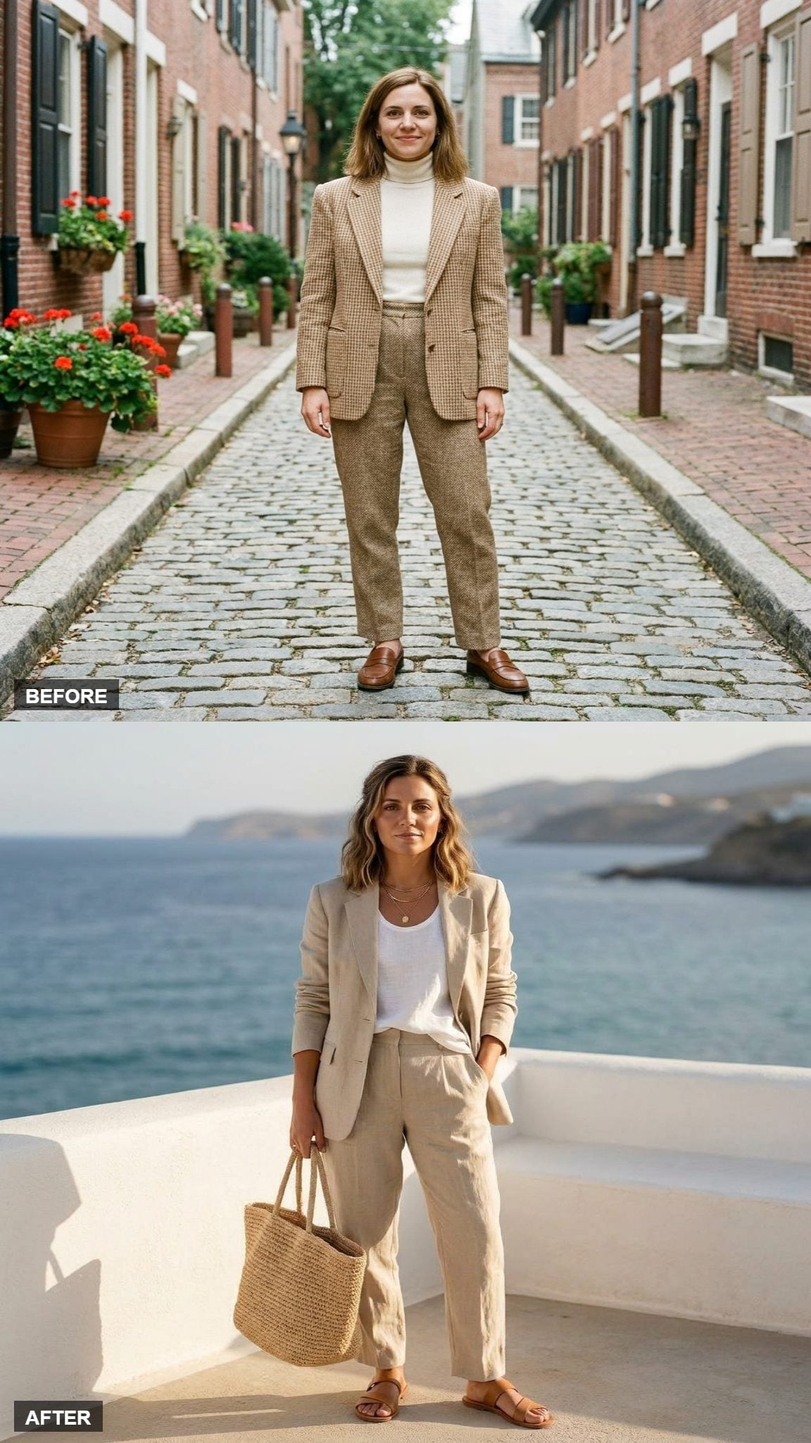 Coastal Lunch in Sand Linen and White