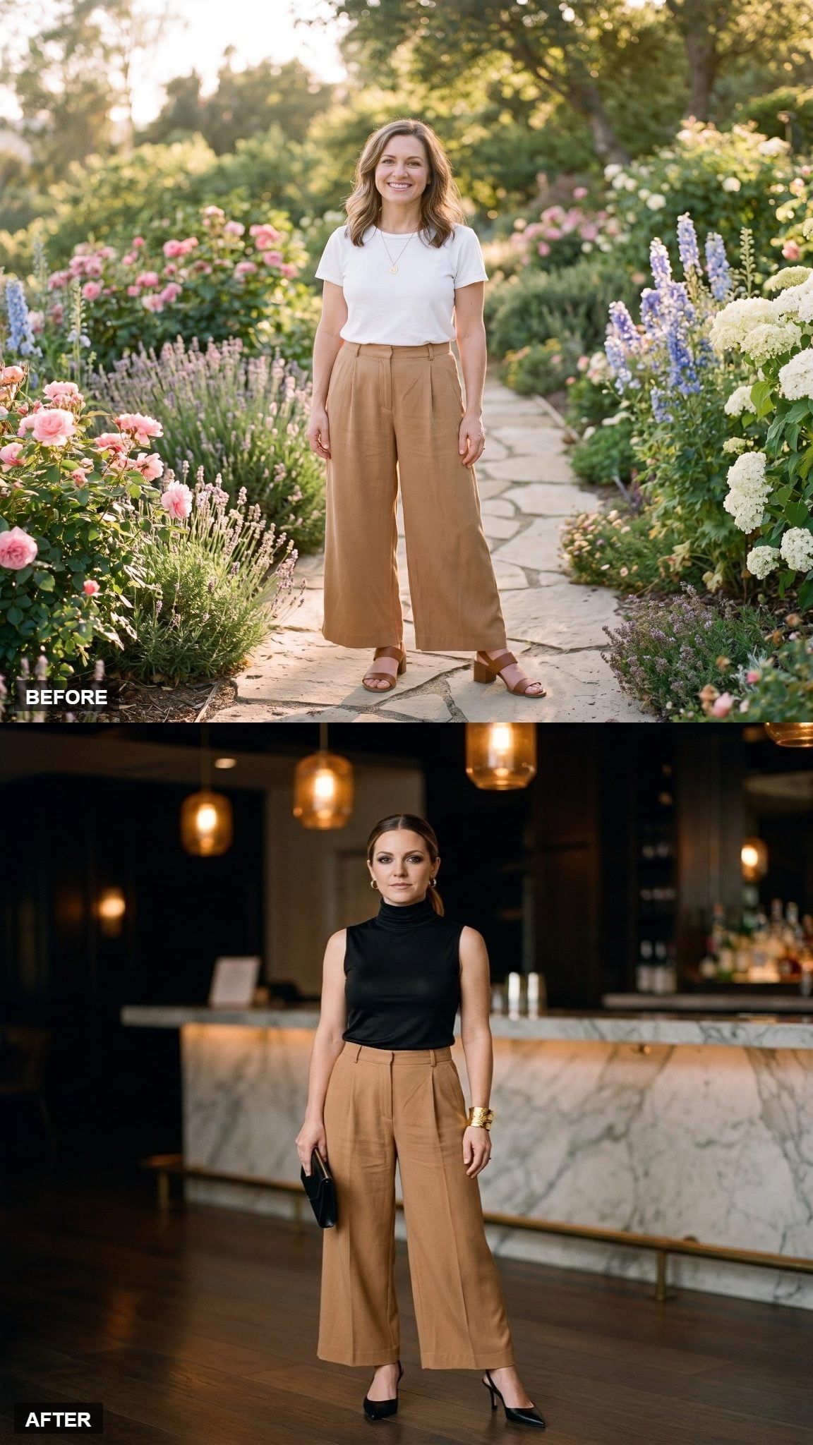 Cocktail Hour in a Black Sleeveless Turtleneck and Statement Cuff