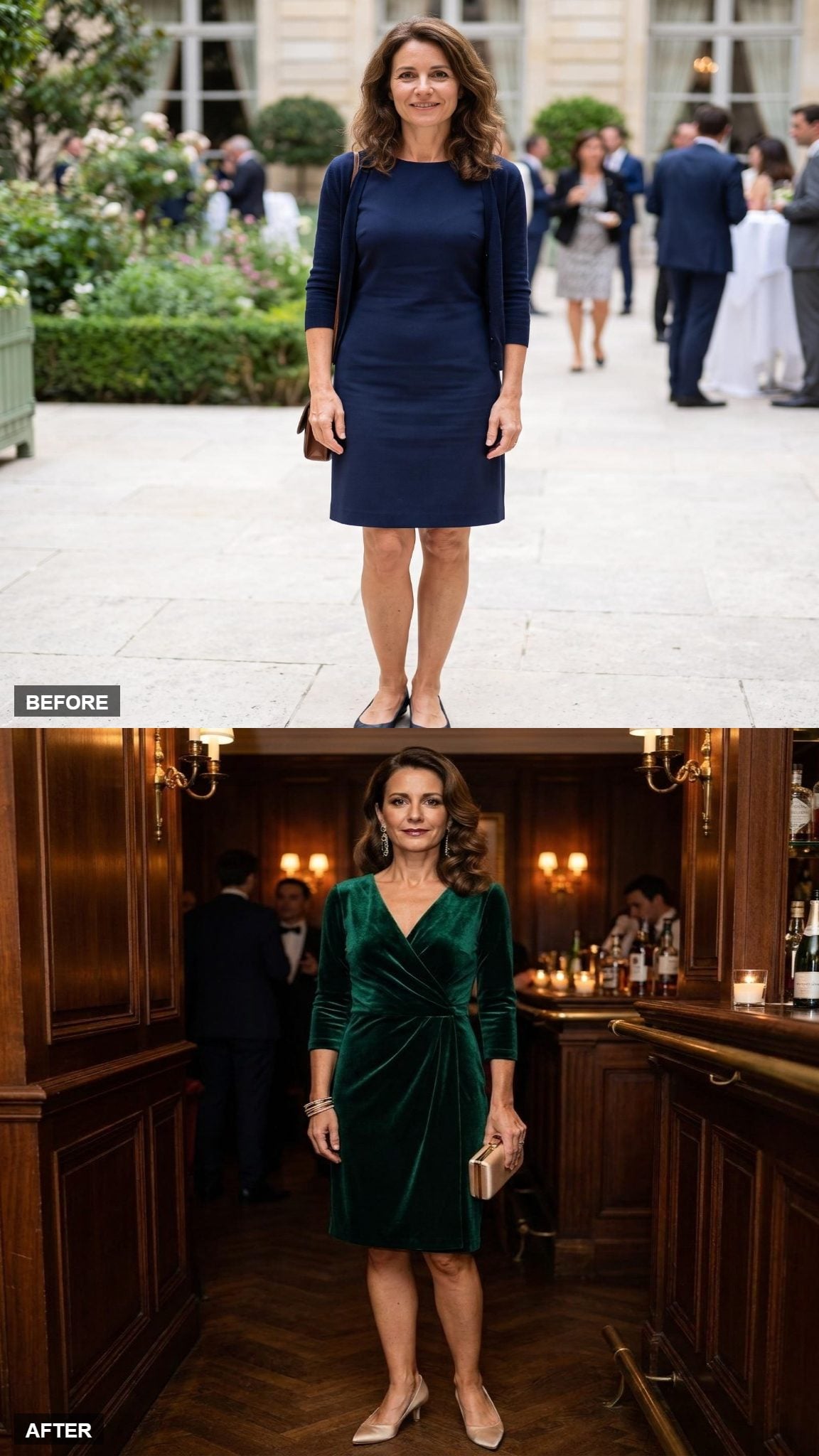 Cocktail Hour in Emerald Velvet and Champagne