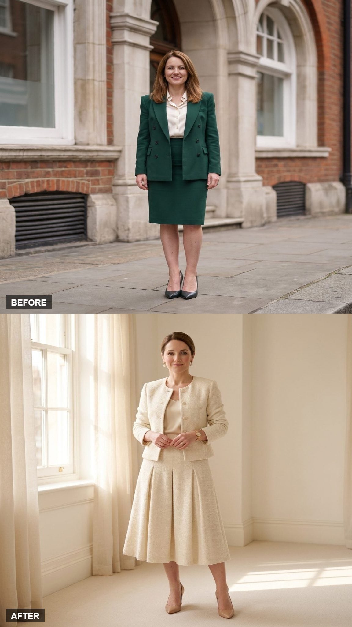 Cream Bouclé With a Sculptural Skirt