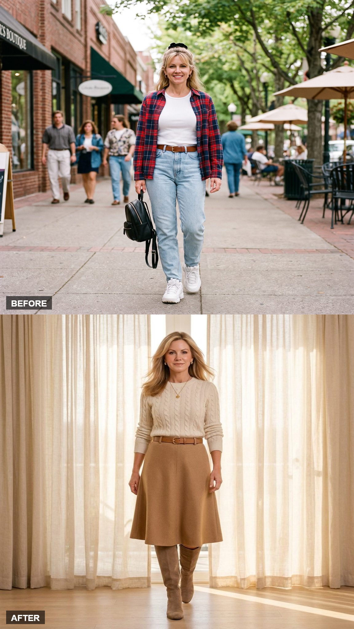 Cream Cashmere and a Camel Skirt