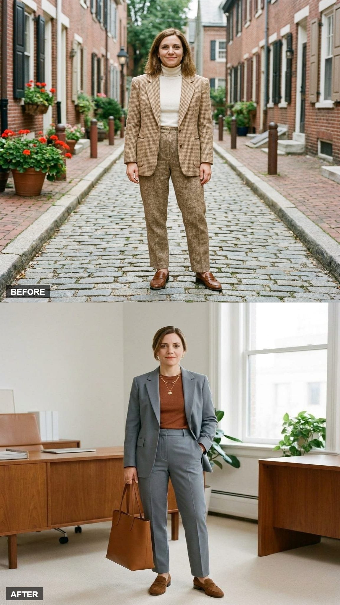 Creative Meeting in Slate Gray and Rust Knit