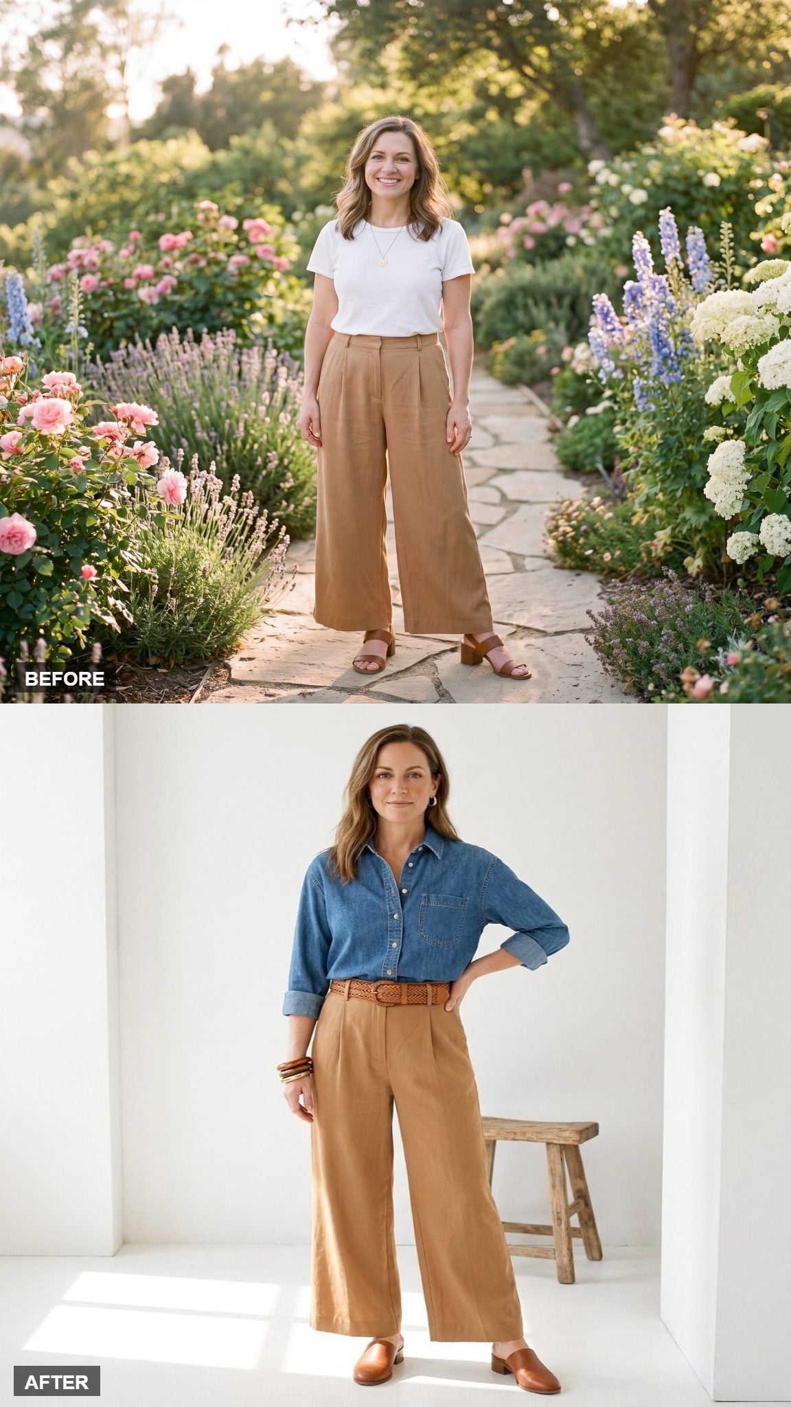 Creative Studio Day in a Boxy Denim Shirt and Woven Belt