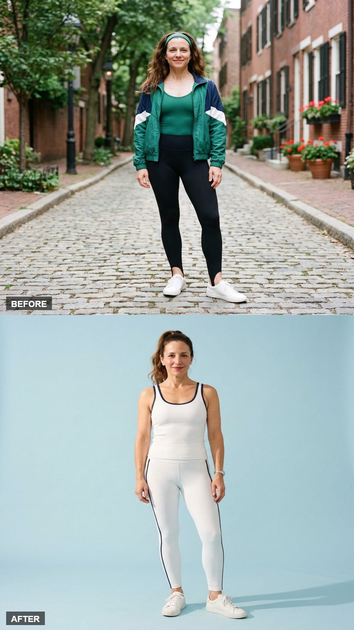 Crisp White Tank and Legging Set With Contrast Piping