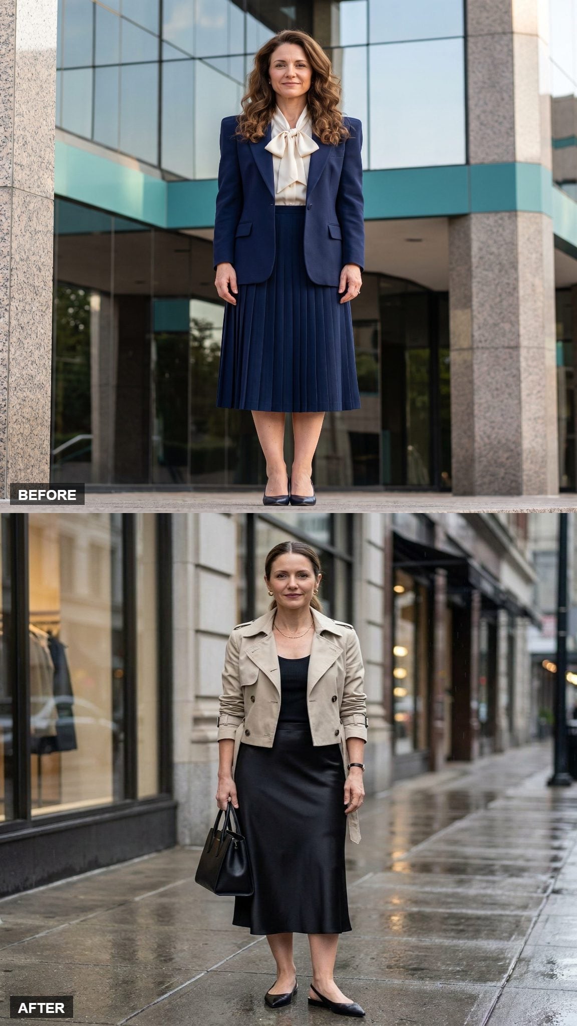 The Cropped Trench Over a Slip Skirt