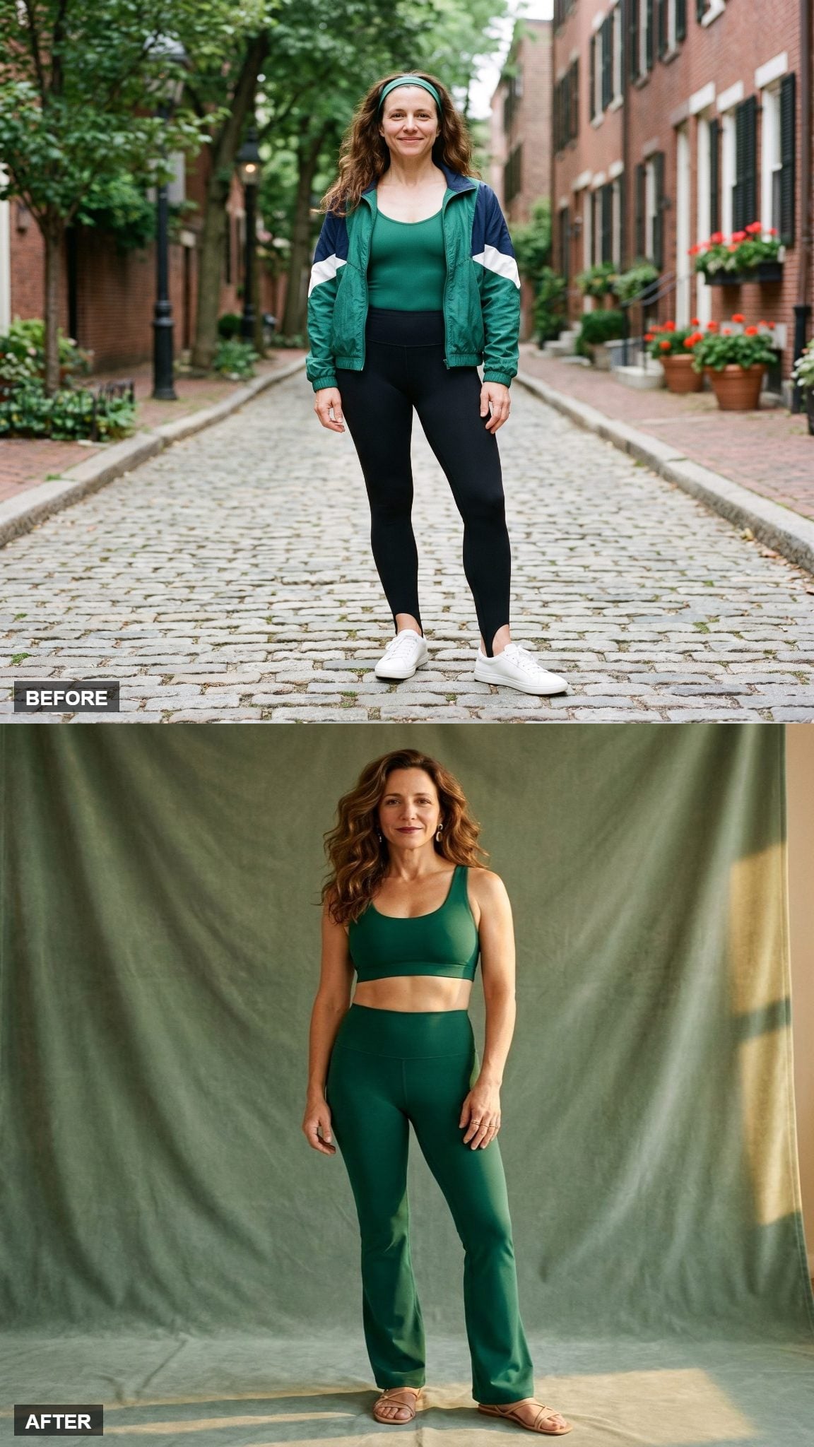 Deep Emerald Scoop Bra and Flare Legging in Soft Compression