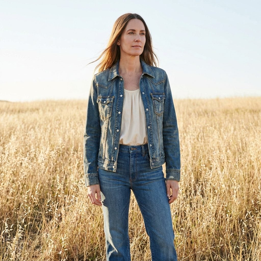 The Denim Gaucho Jacket With the Contrast Topstitching