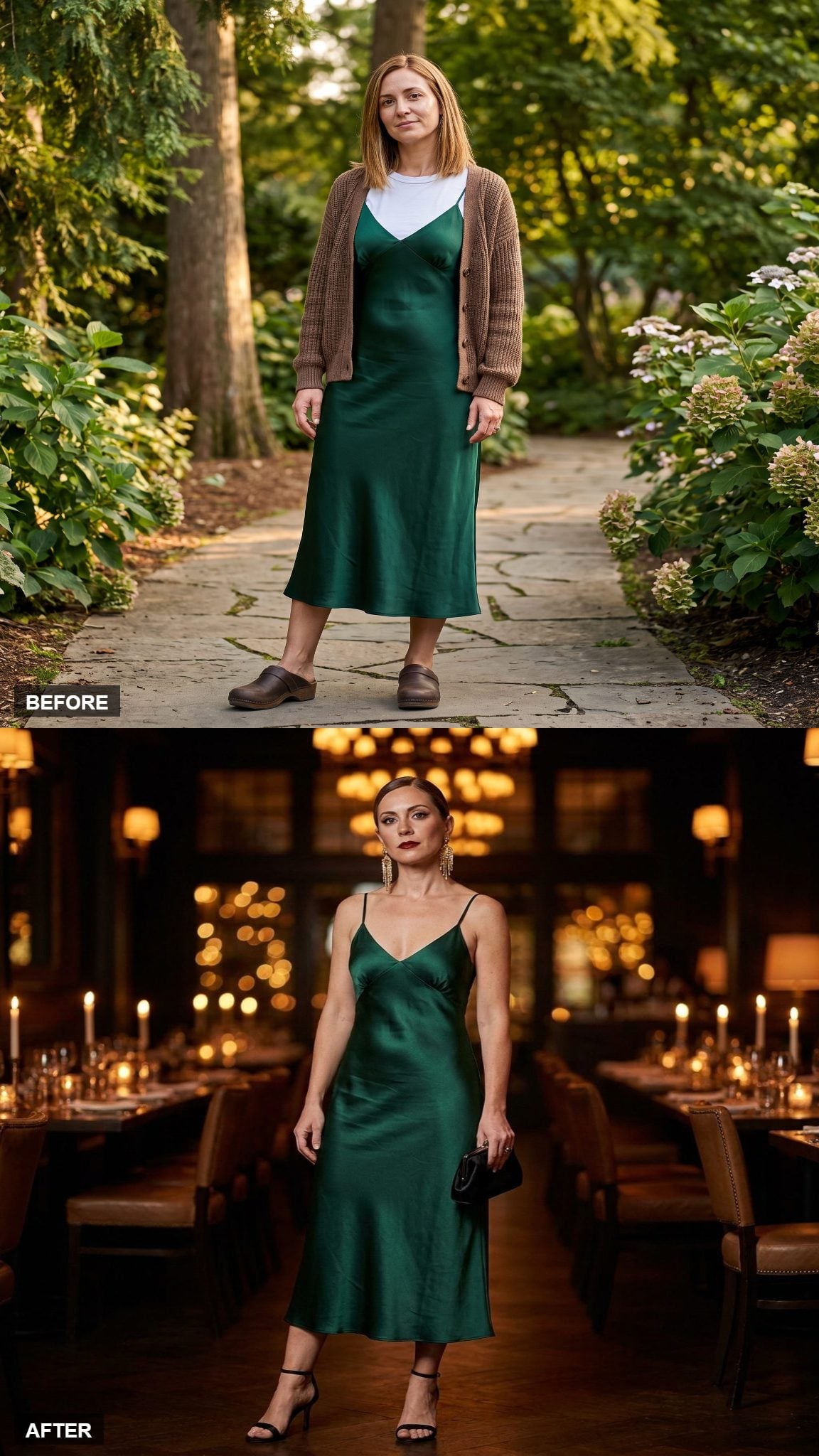 Dinner Drama with Statement Earrings and a Sleek Bun