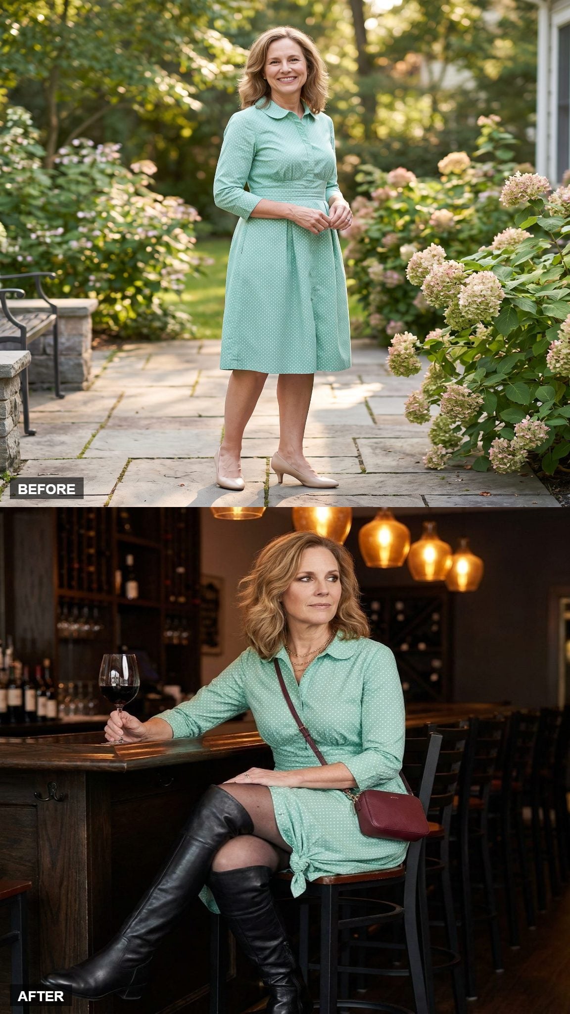 Dinner Reservation with Boots and a Bare Neck
