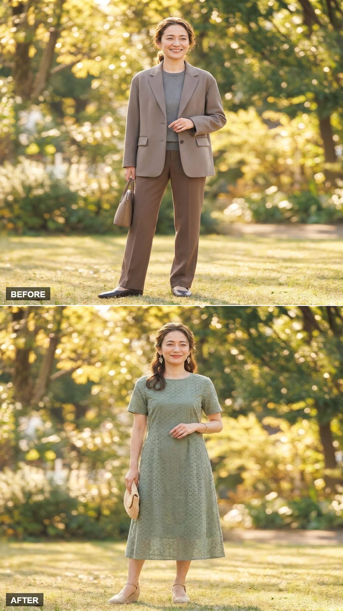 Effortless Garden Party Energy in Sage Green Eyelet and Espadrille Wedges