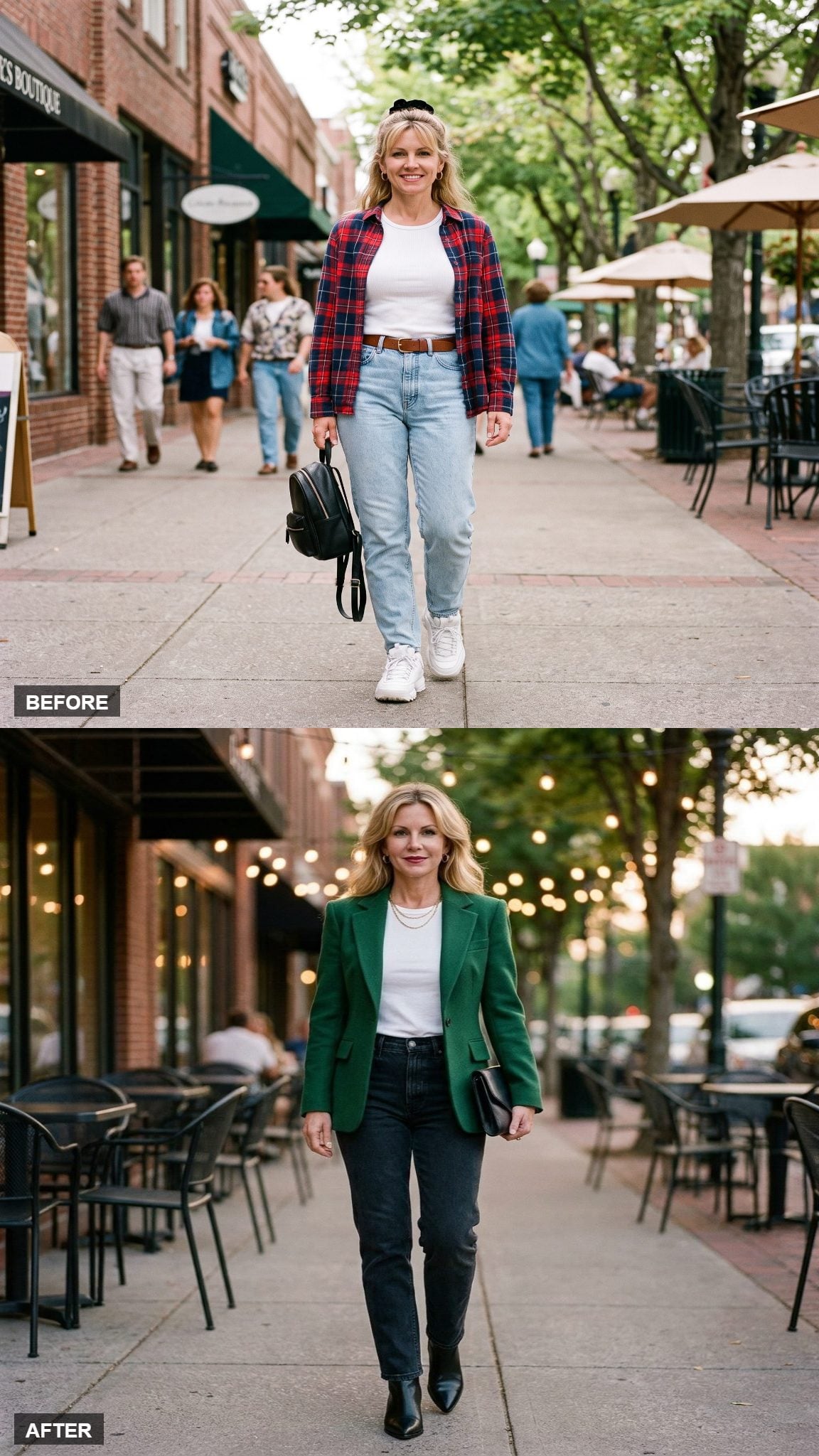 Emerald Blazer, White Tee, Dark Jean