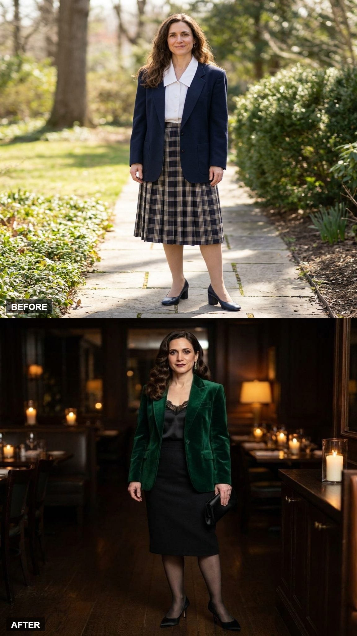 Emerald Velvet Blazer and Black Pencil Skirt for the Dinner That Matters