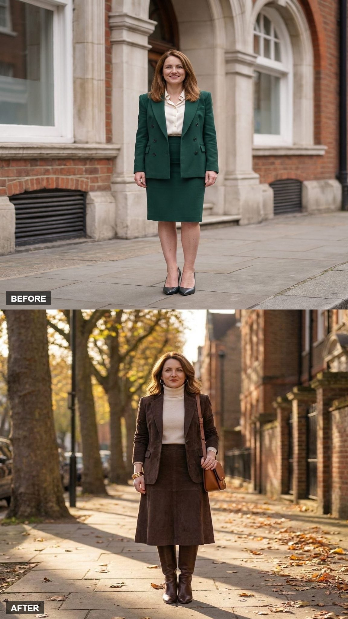 Espresso Suede Suit for a Long Autumn Lunch