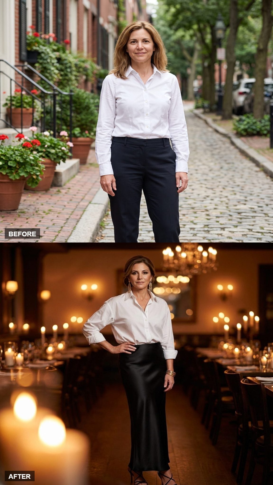 Evening Drama in a Column Skirt and Statement Earrings