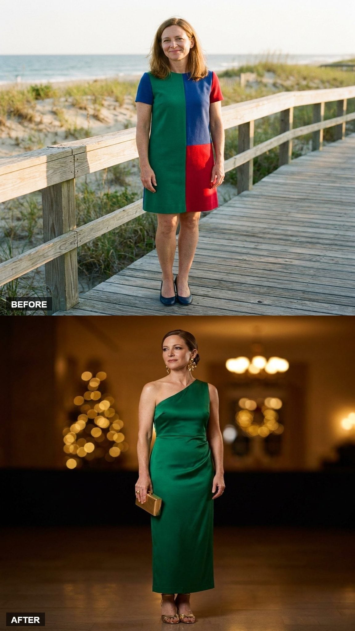 Evening Drama in a One-Shoulder Emerald Column