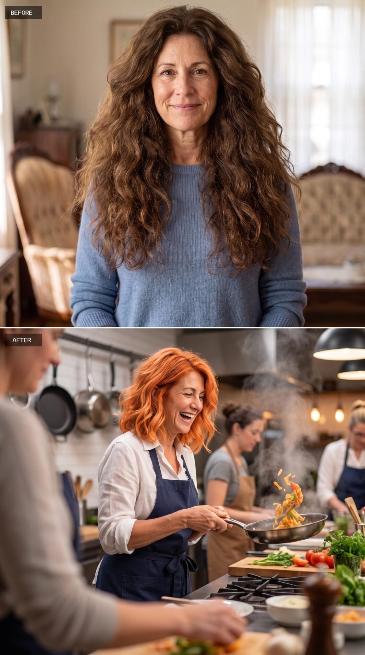 Cooking Class, Apricot Copper, and a Navy Apron in a Room Full of Steam