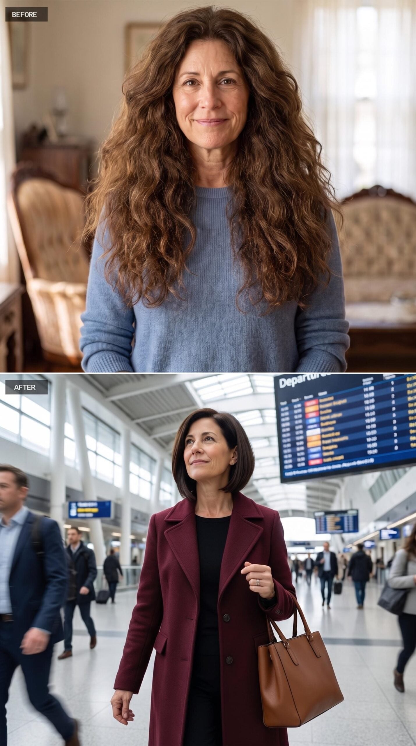 Departures Board, Burgundy Wool, and a Bob That Keeps Pace