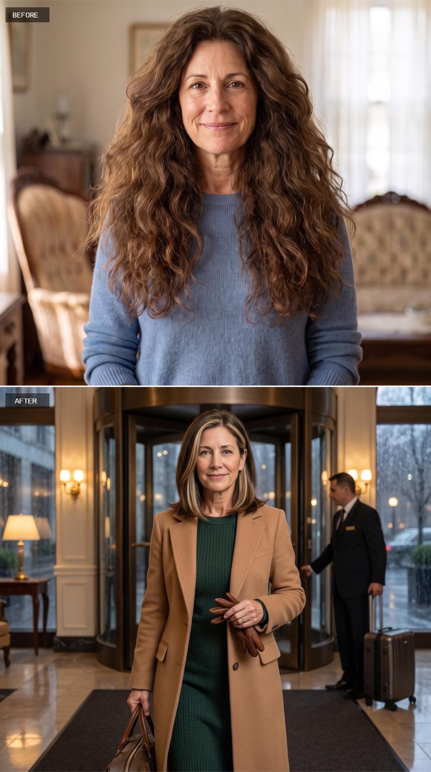 Hotel Lobby, Camel Coat, and the Sleek Lob That Gets There First