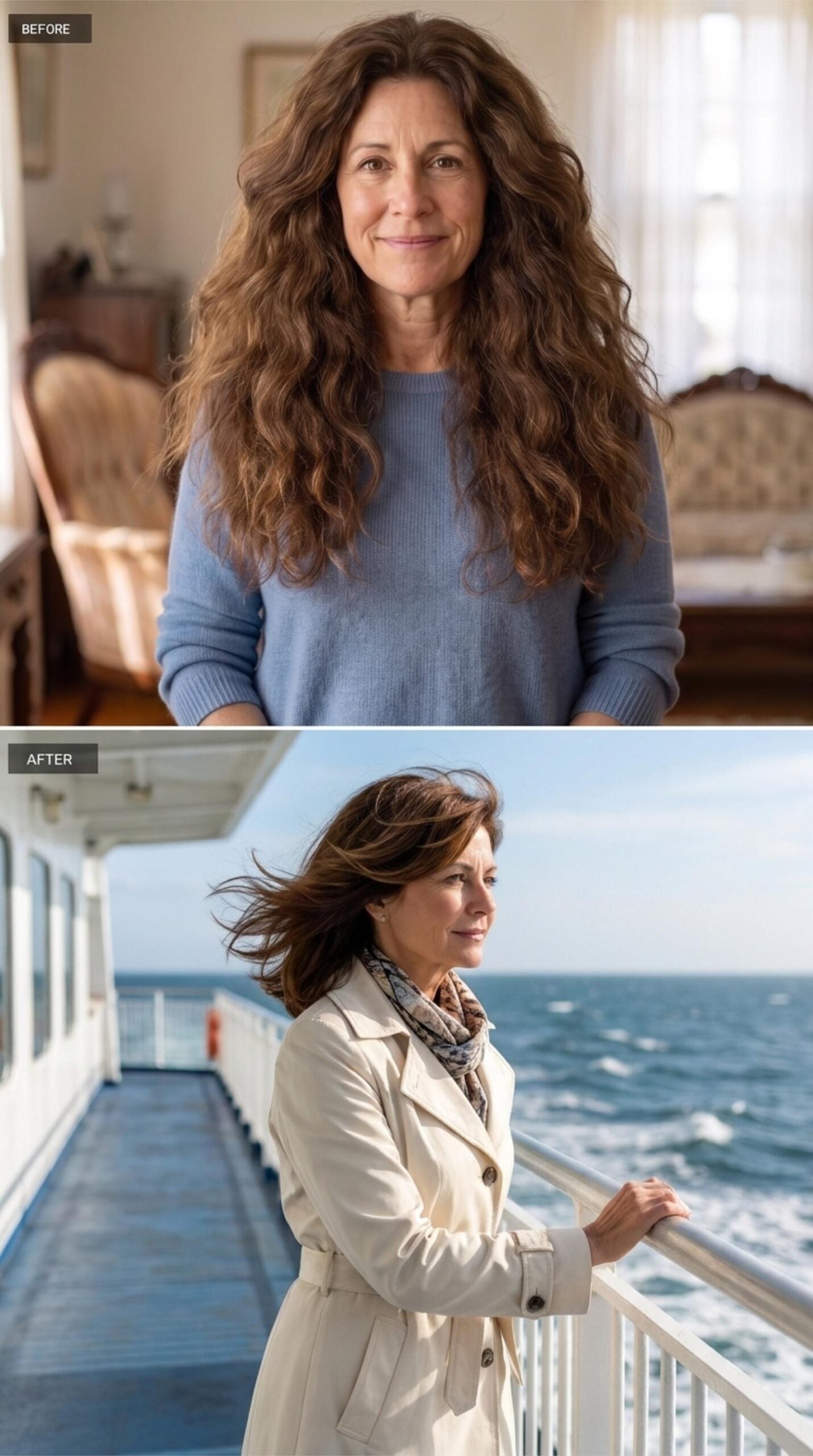 Ocean Air, a Cream Trench, and Hair Built for the Wind