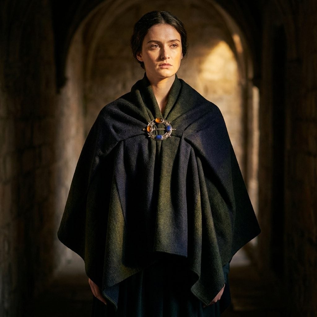 Fasten a Brooch to a Shawl to Turn It Into Outerwear