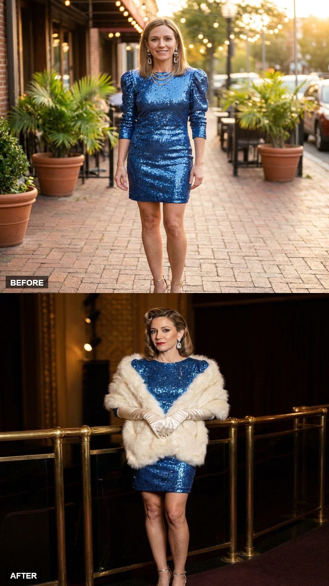 Faux Fur Stole and Satin Gloves for Old Hollywood Drama