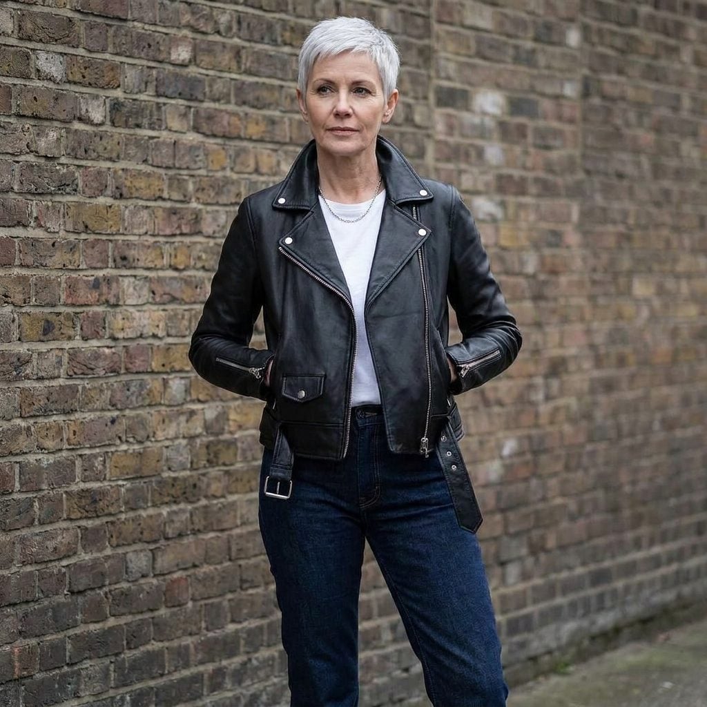 The Fitted Leather Motorcycle Jacket With the Asymmetric Zip