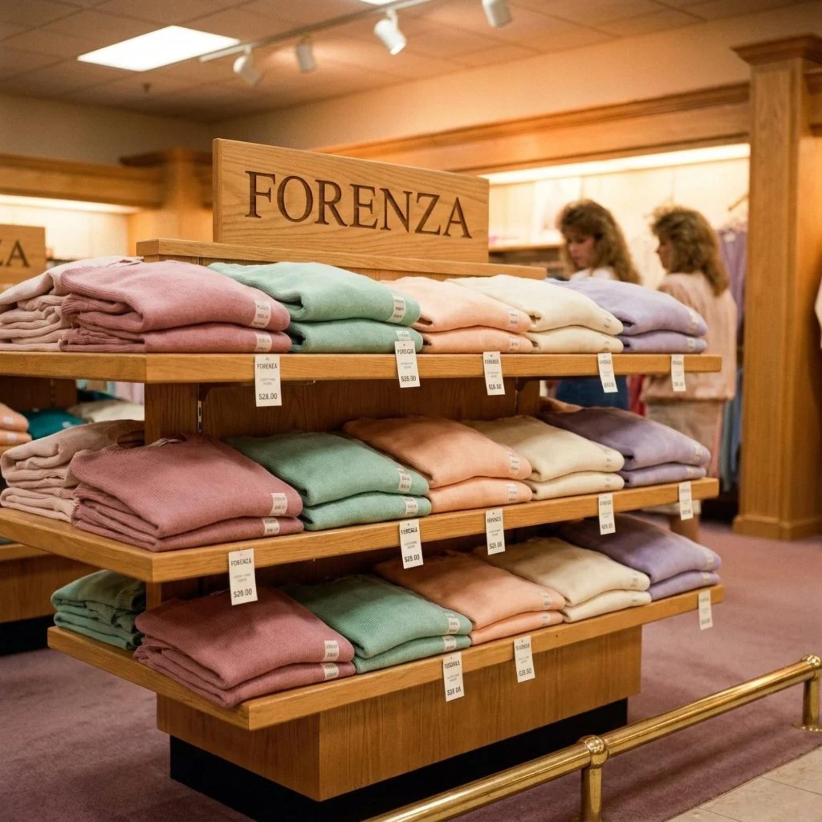 Pastel Forenza sweater from The Limited in a 1980s mall-fashion look