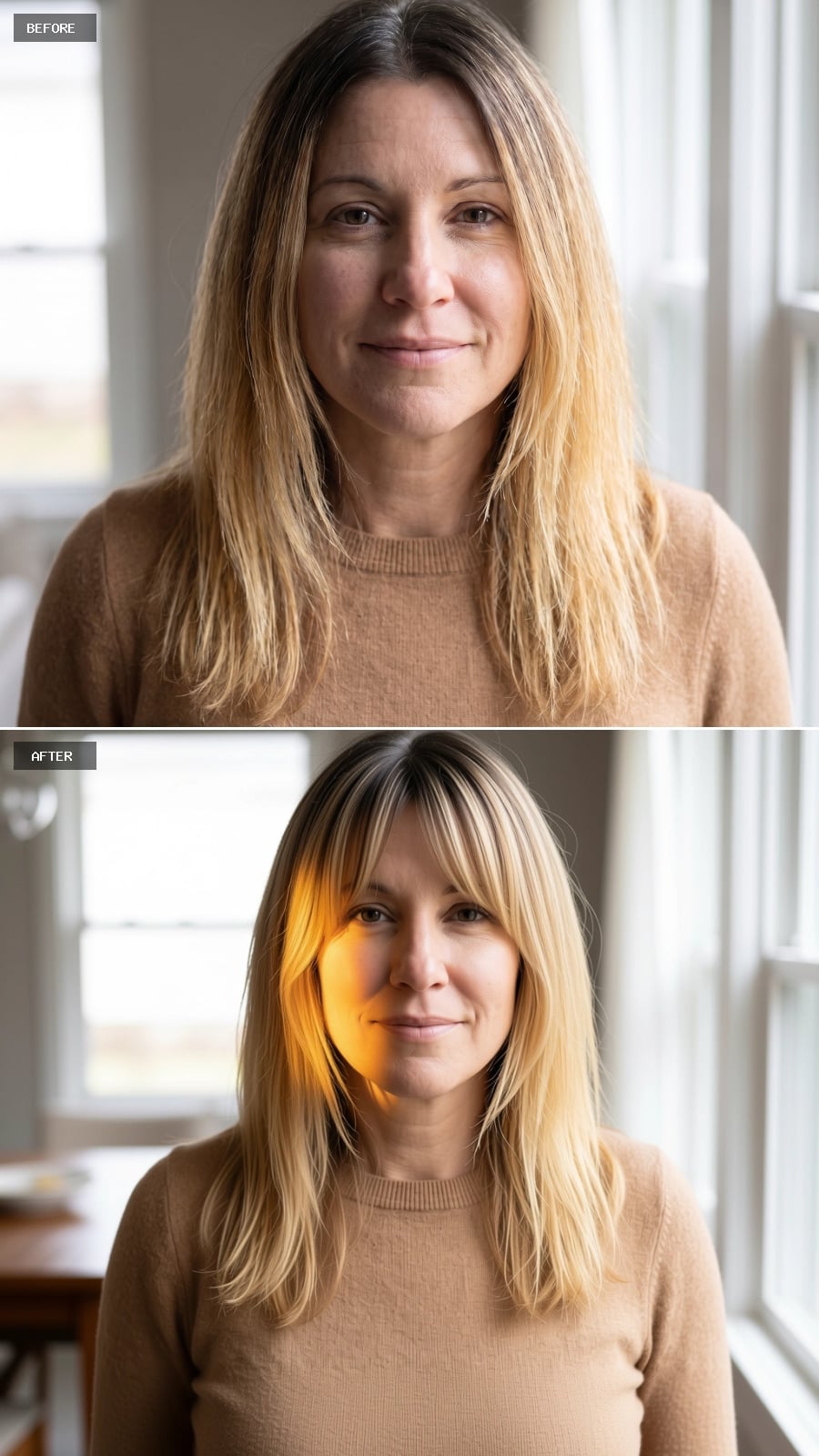 Bangs, a Warmer Blonde, and Color That Finally Has a Focal Point