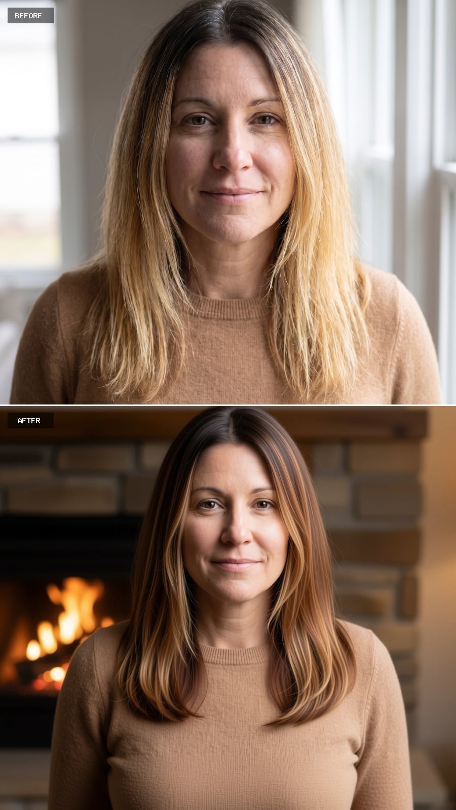 Brunette Balayage With Firelight Depth and a Color Story Worth Keeping