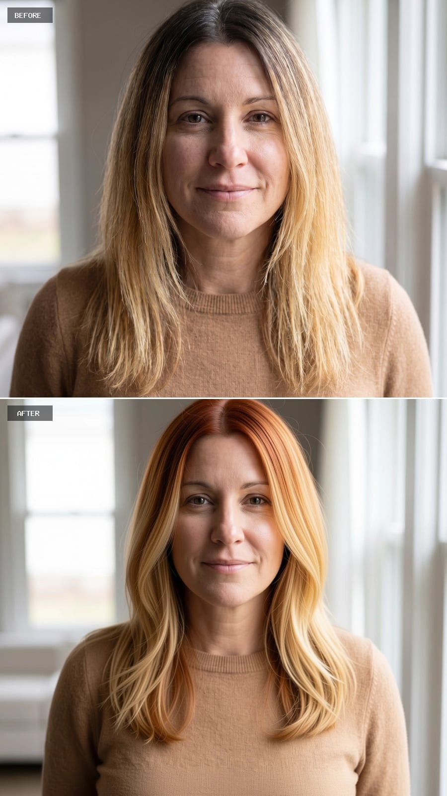 Copper Root, Blonde Length, and a Color Ratio That Finally Makes Sense