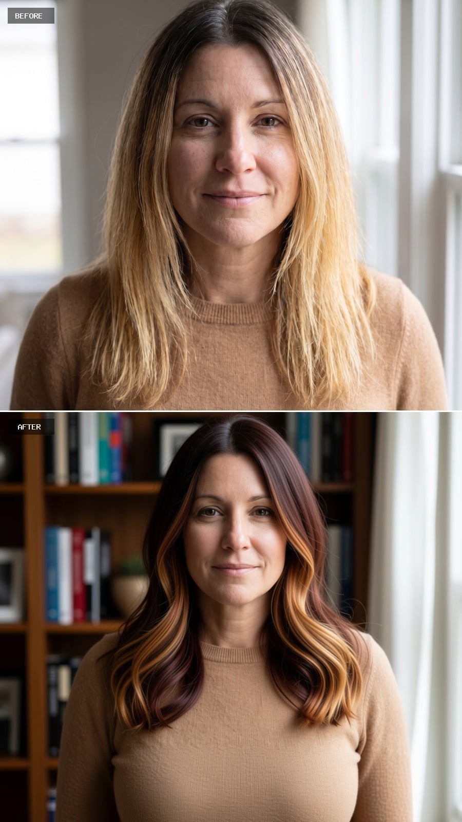 Warm Copper Balayage, Soft Waves, and a Color Story That Actually Has an Ending