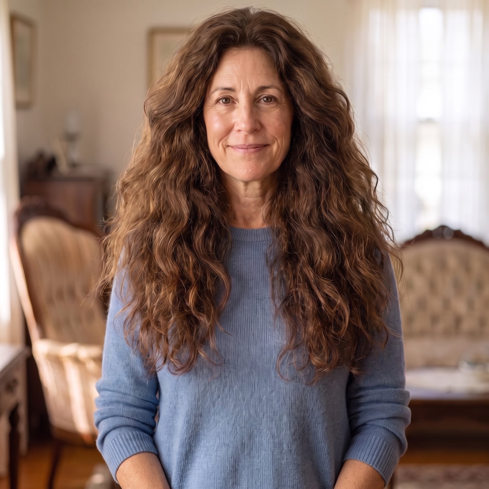 Everyone Told Her Long Hair Was Aging Her at 54. She Didn't Believe a Word. Then AI Showed Her 39 Before & Afters That Ended the Conversation