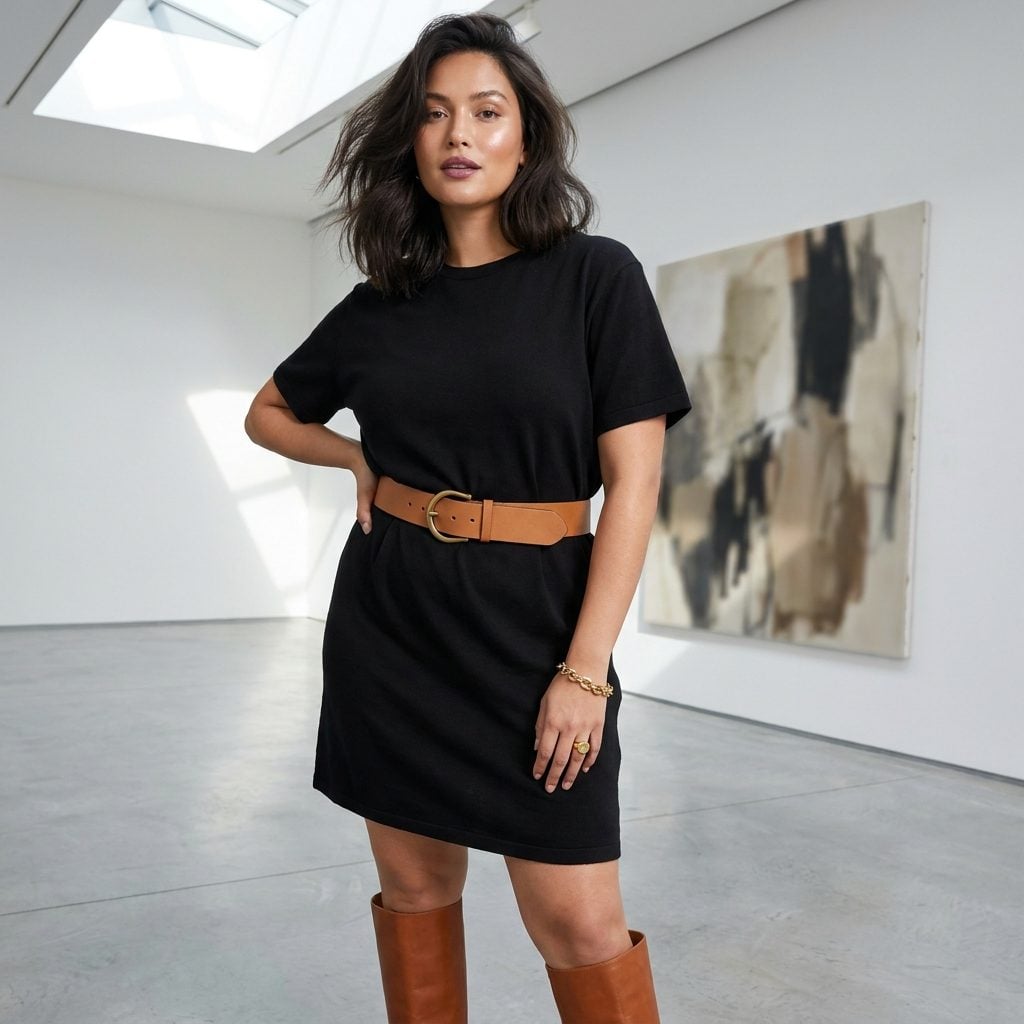 Half-Tuck the Front Into a Statement Belt and Break the Hemline on Purpose